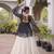 Premium White Designer Navratri Kora Cotton Lehenga Choli with Black Laheriya Print Top