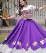 Purple Roman Navaratri Lehenga Choli For Women's