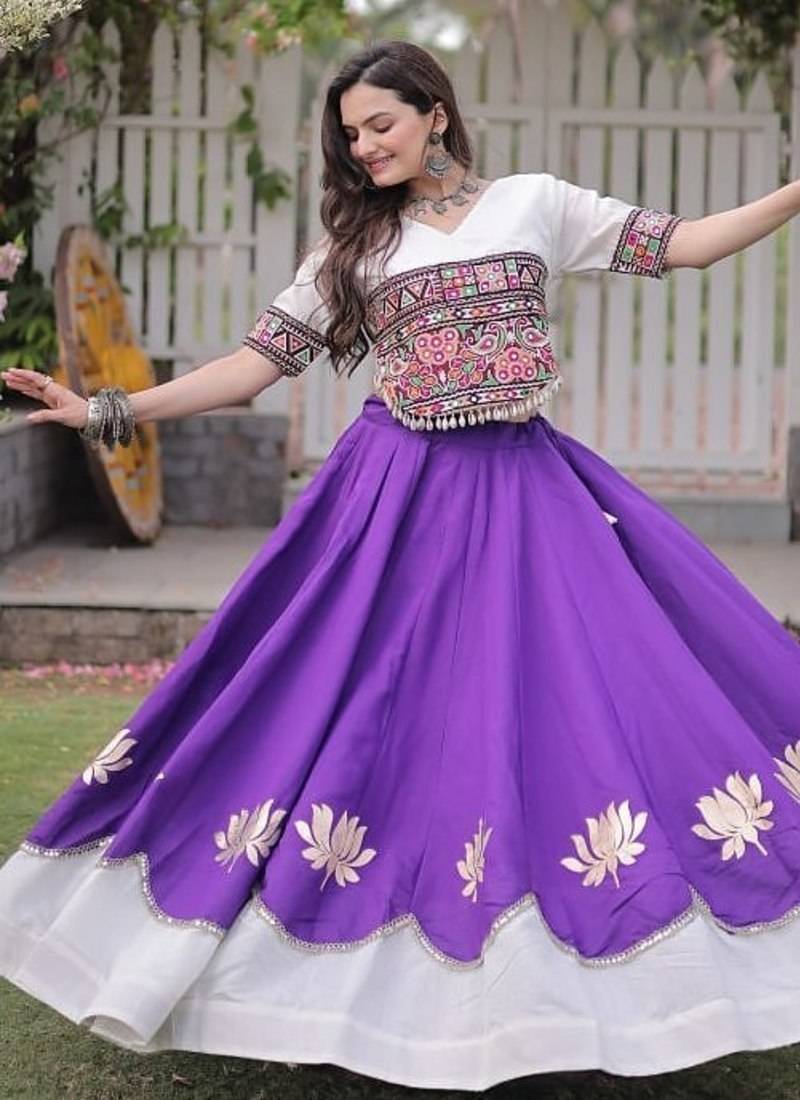Purple Roman Navaratri Lehenga Choli For Women's