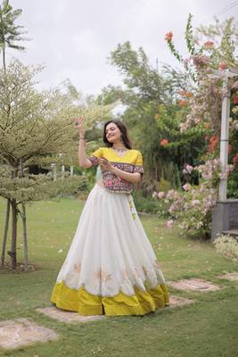White Roman Navaratri Lehenga Choli For Women's 4
