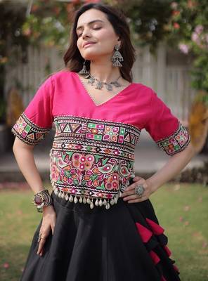 Black & Pink Roman Navaratri Lehenga Choli For Women's 4