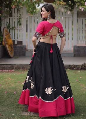 Black & Pink Roman Navaratri Lehenga Choli For Women's 5