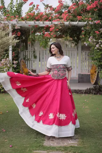 Pink Roman Navaratri Lehenga Choli For Women's