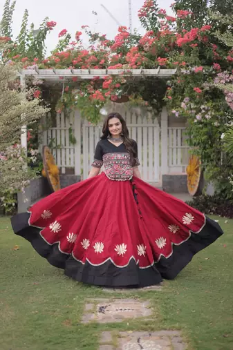 Maroon Roman Navaratri Lehenga Choli For Women's