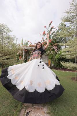 White & Black Roman Navaratri Lehenga Choli For Women's 1