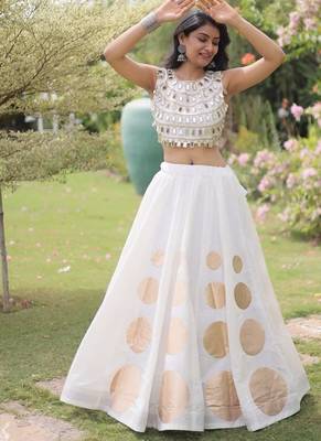 Roman Silk blend Gota Pattern Lehenga Set For Women's 1