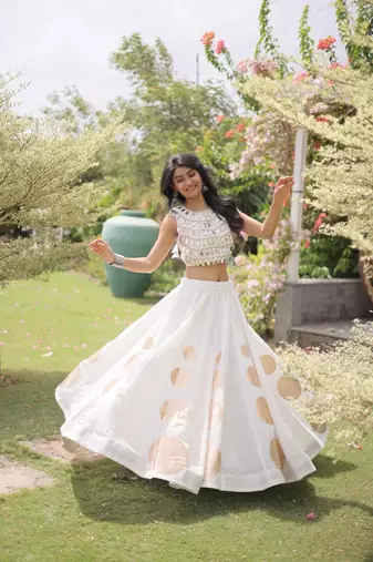 Roman Silk blend Gota Pattern Lehenga Set For Women's