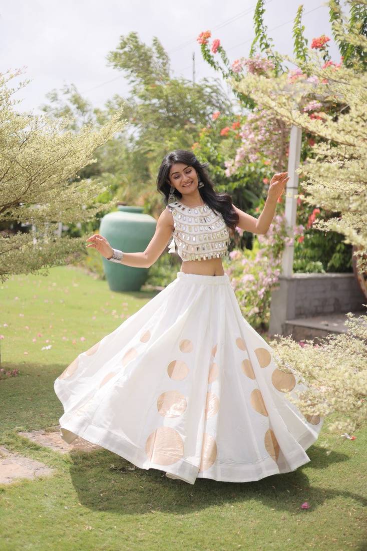 Roman Silk blend Gota Pattern Lehenga Set For Women's