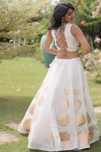 Roman Silk blend Gota Pattern Lehenga Set For Women's