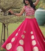 Roman Silk blend Gota Pattern Lehenga Set For Women's