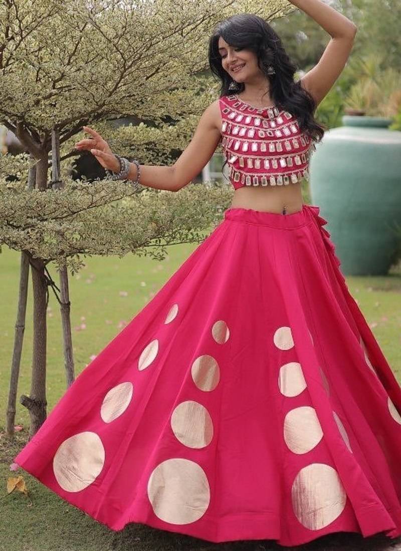 Roman Silk blend Gota Pattern Lehenga Set For Women's