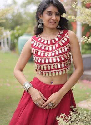 RomanSilk blend Gota Pattern Lehenga Set For Women's 2