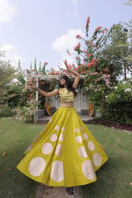 Roman Silk blend Gota Pattern Lehenga Set For Women's 1