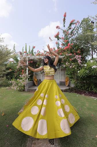 Roman Silk blend Gota Pattern Lehenga Set For Women's