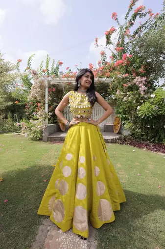 Roman Silk blend Gota Pattern Lehenga Set For Women's