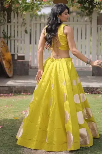 Roman Silk blend Gota Pattern Lehenga Set For Women's