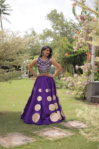 Roman Silk blend Gota Pattern Lehenga Set For Women's