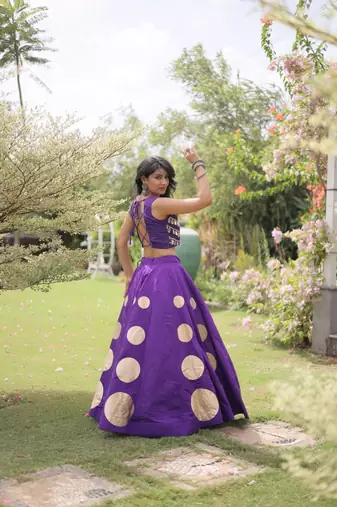 Roman Silk blend Gota Pattern Lehenga Set For Women's