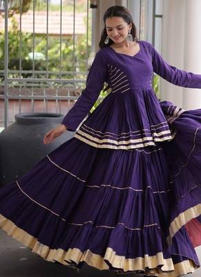 Artistic Purple Cora Cotton Navratri Lehenga with Peplum Top and Gota Patti Work 4