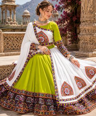 Green Signature Navratri Gamthi Rayon Cotton Lehenga Set 3
