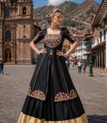 Classic Black Designer Rayon Cotton Lehenga Set