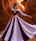 Wine Leheriya Rayon Cotton Navratri Lehenga Set