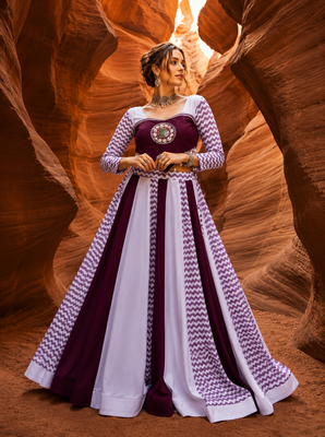 Wine Leheriya Rayon Cotton Navratri Lehenga Set 2