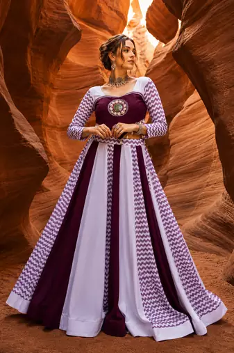 Wine Leheriya Rayon Cotton Navratri Lehenga Set