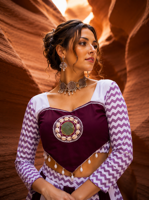 Wine Leheriya Rayon Cotton Navratri Lehenga Set 3