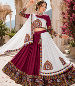 Maroon Signature Navratri Gamthi Rayon Cotton Lehenga Set