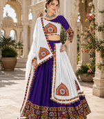 Purple Signature Navratri Gamthi Rayon Cotton Lehenga Set