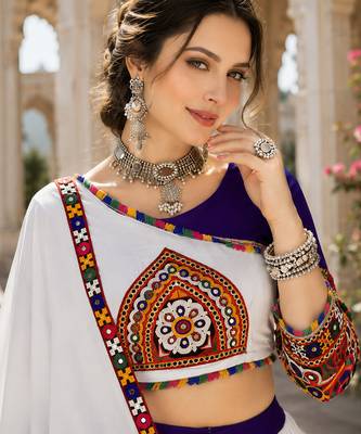 Purple Signature Navratri Gamthi Rayon Cotton Lehenga Set 4