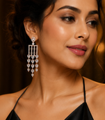 Rose Gold Plated American Diamond Dangling Earrings