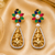 Gold Plated Multicolor Floral Filigree Drop Earrings