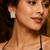 Gold Plated American Diamond Floral Square Stud Earrings