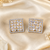 Gold Plated American Diamond Floral Square Stud Earrings