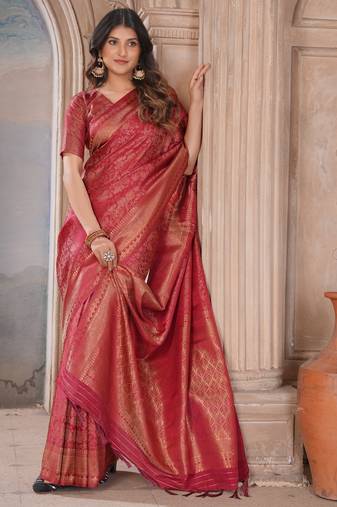 maroon woven kanjivaram soft silk saree designer pallu saree with blouse
