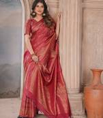 maroon woven kanjivaram soft silk saree designer pallu saree with blouse