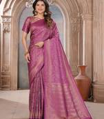 wine woven kanjivaram soft silk saree designer pallu saree with blouse