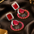 Gold Finish American Diamond Ruby Filigree Earrings