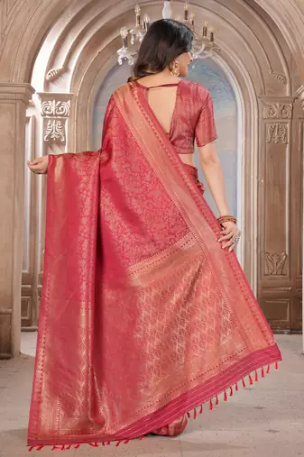 maroon woven kanjivaram soft silk saree designer pallu saree with blouse