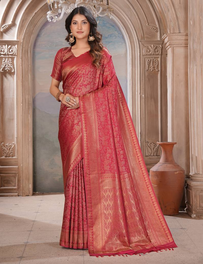 maroon woven kanjivaram soft silk saree designer pallu saree with blouse