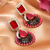 Gold Finish American Diamond Ruby Filigree Earrings