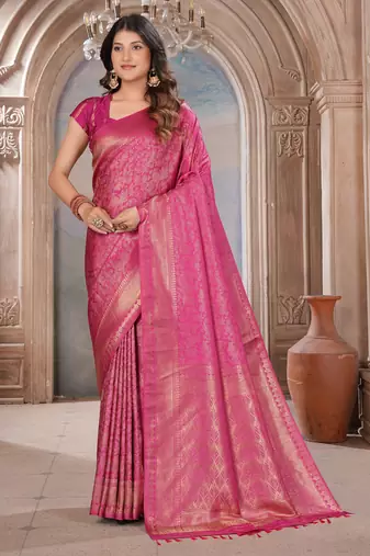 pink woven kanjivaram soft silk saree designer pallu saree with blouse
