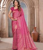 pink woven kanjivaram soft silk saree designer pallu saree with blouse