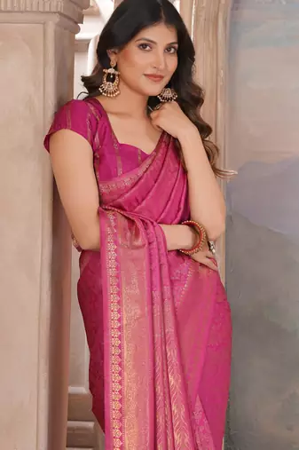 pink woven kanjivaram soft silk saree designer pallu saree with blouse