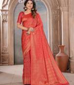 red woven kanjivaram soft silk saree designer pallu saree with blouse