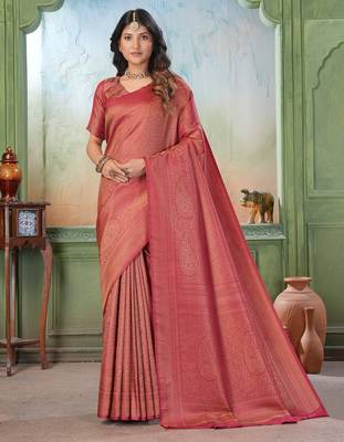 maroon woven kanjivaram soft silk saree designer pallu saree with blouse 1