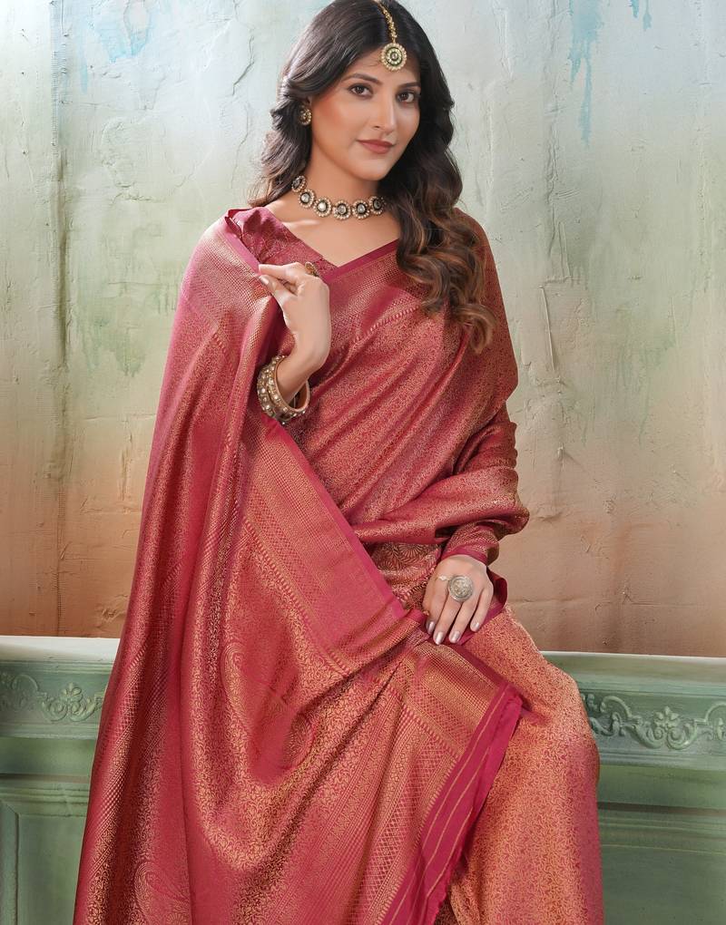 maroon woven kanjivaram soft silk saree designer pallu saree with blouse