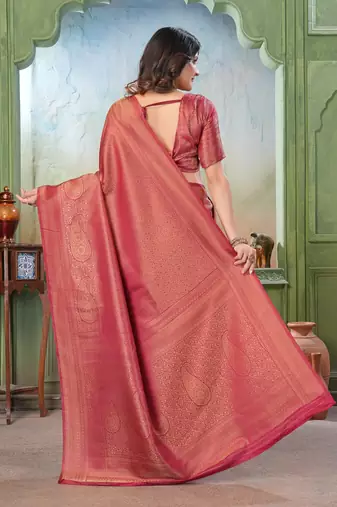 maroon woven kanjivaram soft silk saree designer pallu saree with blouse